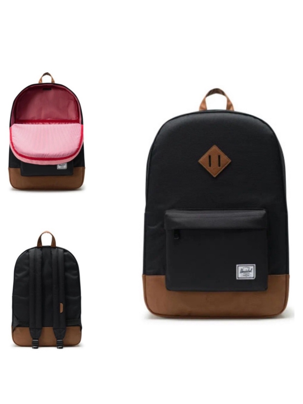 Herschel Black and Tan Heritage Backpack 21.5L